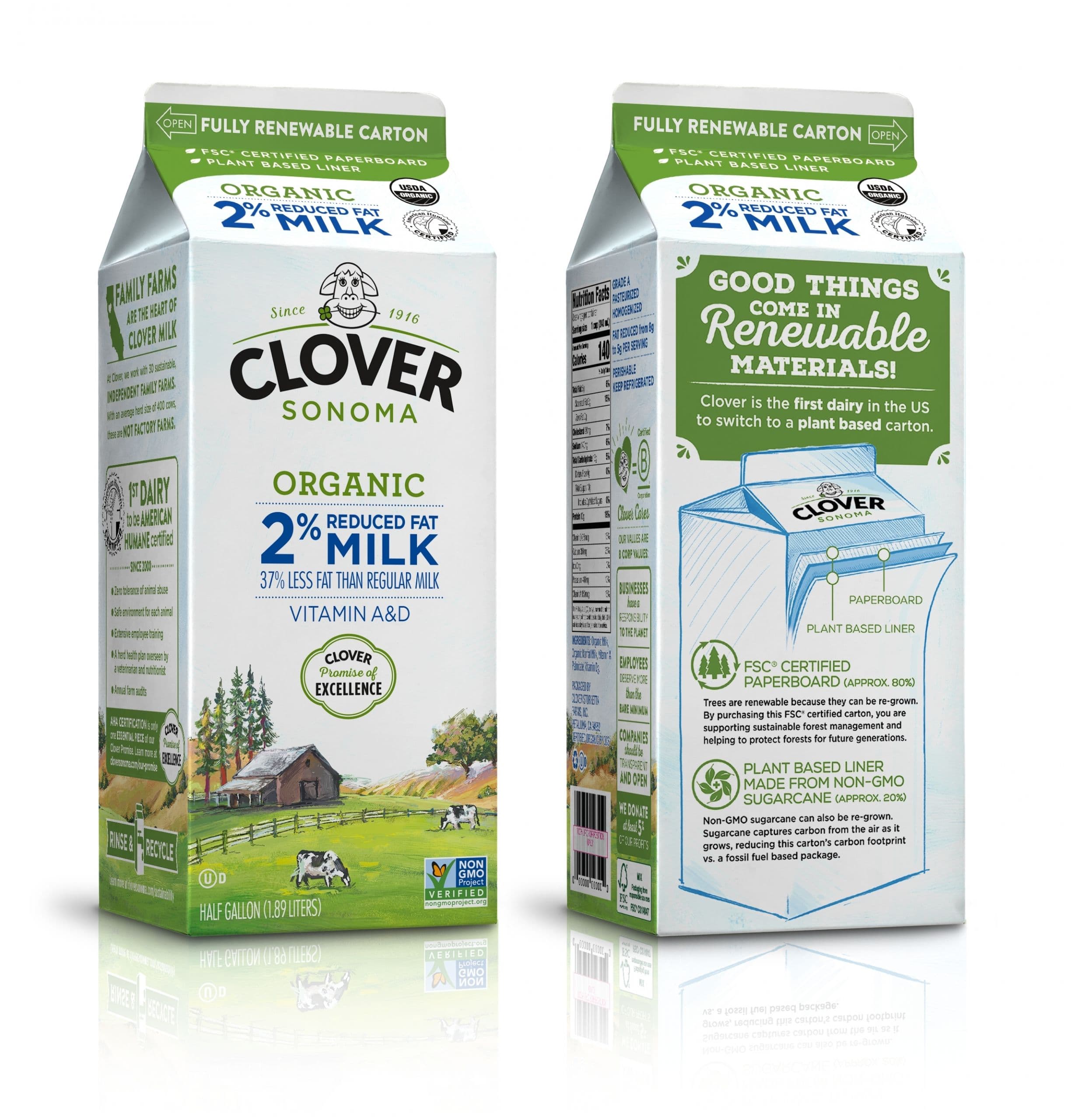 Clover Sonoma Advances Social and Environmental Impact with New Fully Renewable Milk Carton